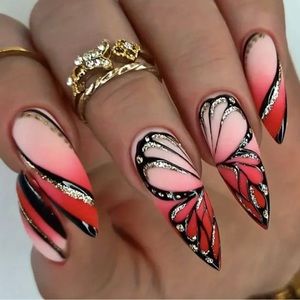 24 pcs Summer Gradient Glossy long length Acrylic Butterfly & Glitter sequins.